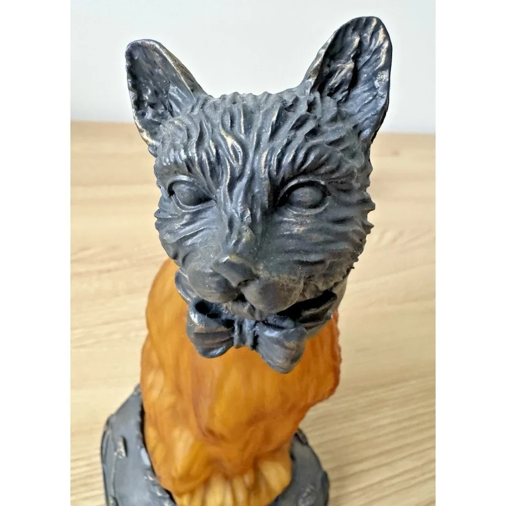 Lighted Cat Lamp Amber Glow Accent Light Vintage Style Table Lamp Tested